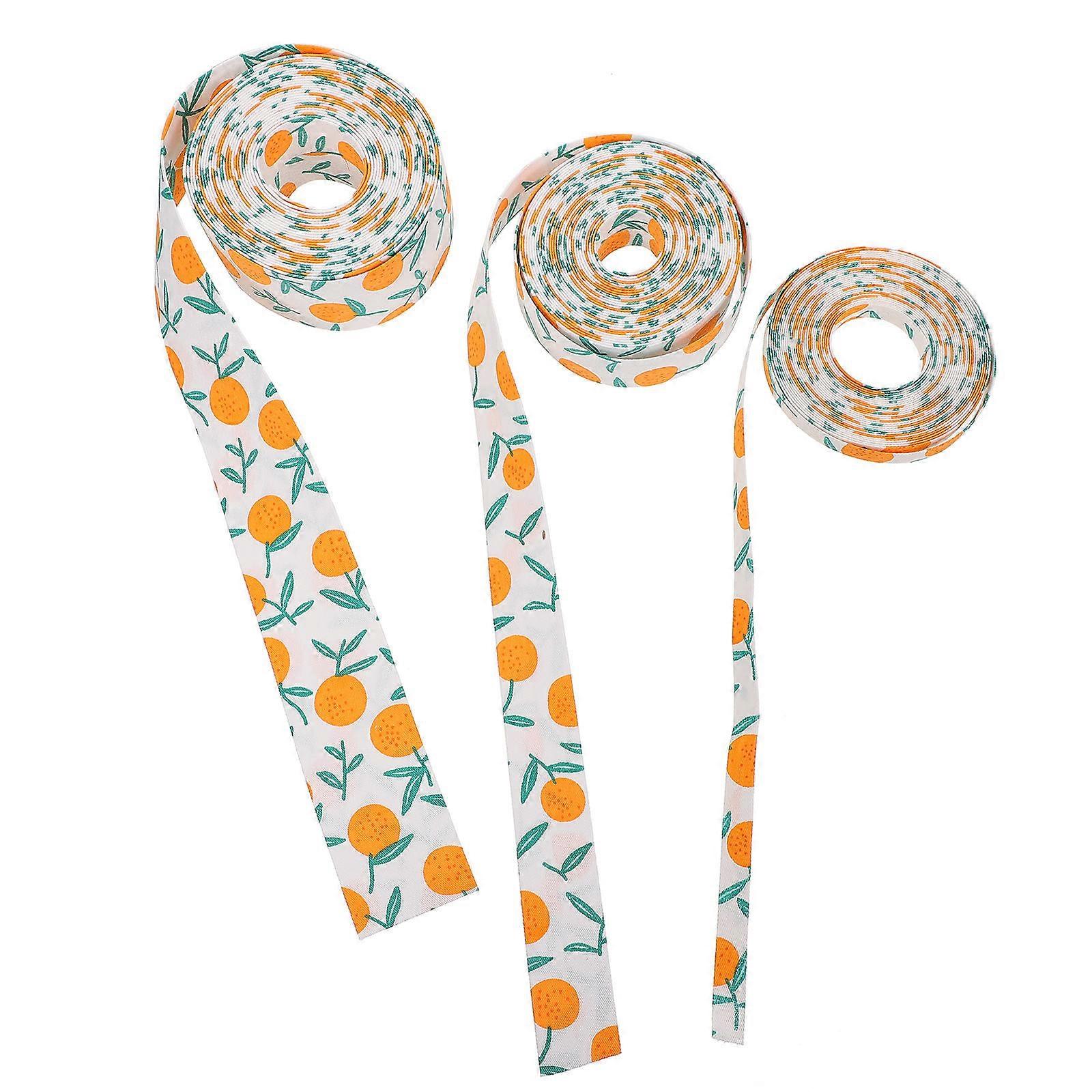 Fruit Pattern Ribbon Handmade Gift Strip for Decoration 3 Rolls Ribbon