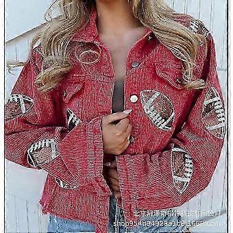 Damen-Rugbyjacke mit Pailletten aus Cord, Herbst/Winter 2025/23 vxz