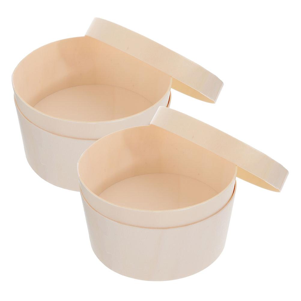 Cheese Cake Box Practical Cake Box for Storage Use 2Pcs Light Brown Wood