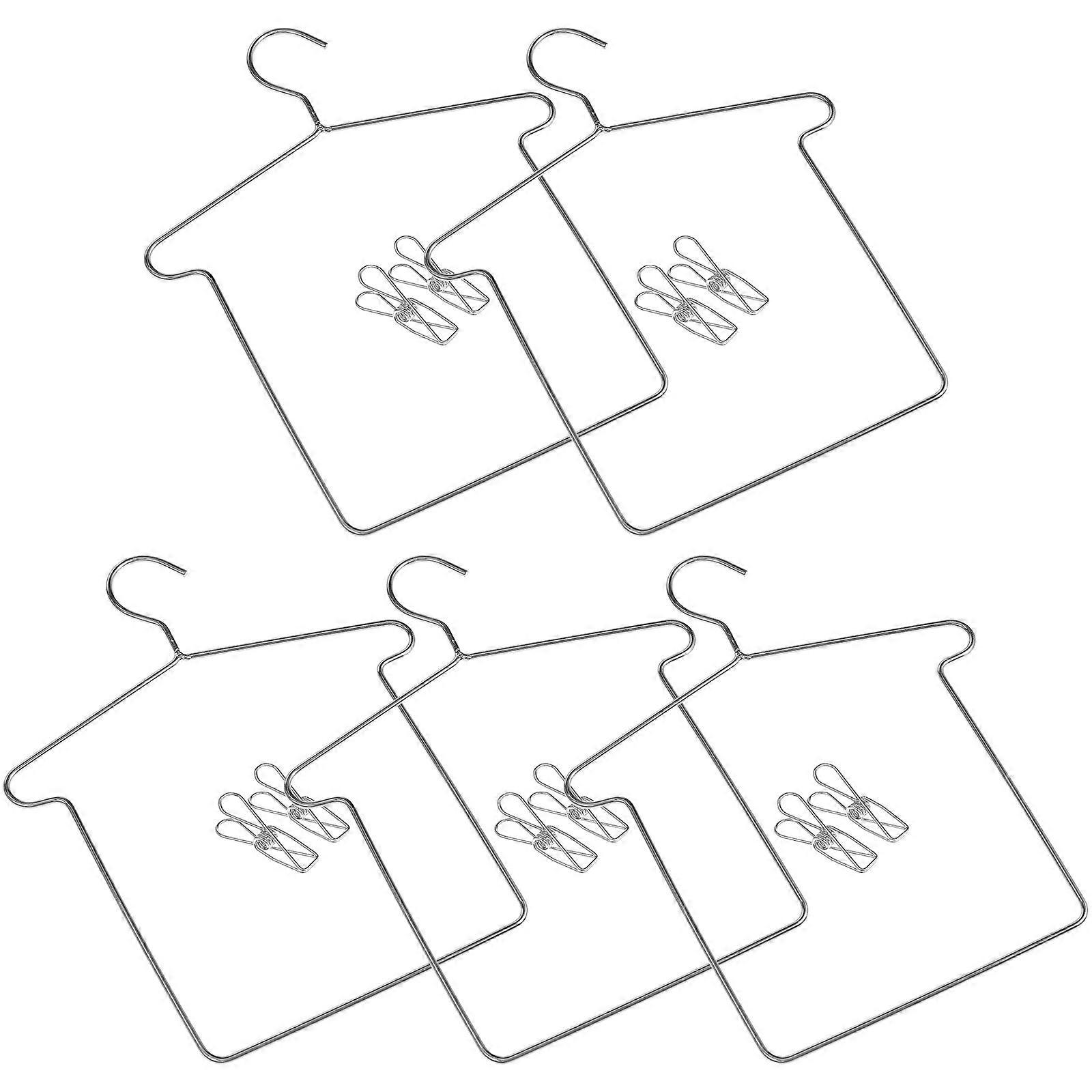 20Sets Silver Doll Clothes Hangers with Clips for Wardrobe Storage