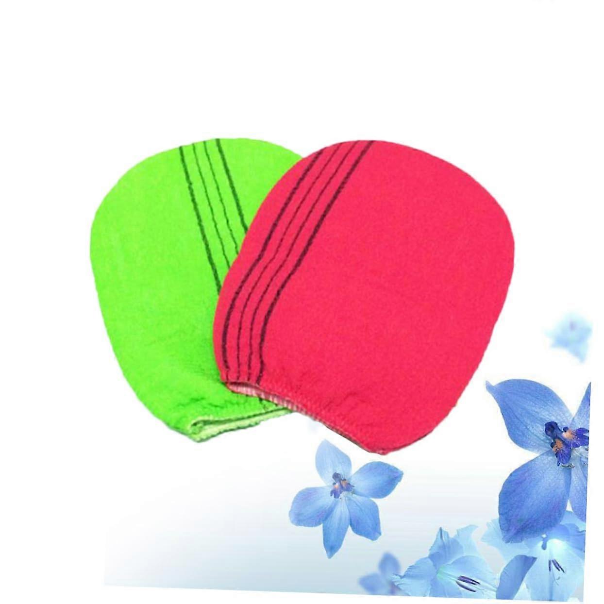 2pcs Exfoliating Shower Gloves for Body Scrub, Deep Cleansing Bath Mitt, Random Color