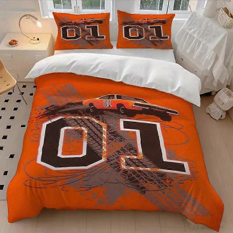 Parure de lit 3 pièces sur le thème des voitures Dukes - Ensemble de literie au design moderne adapté à toutes les saisons