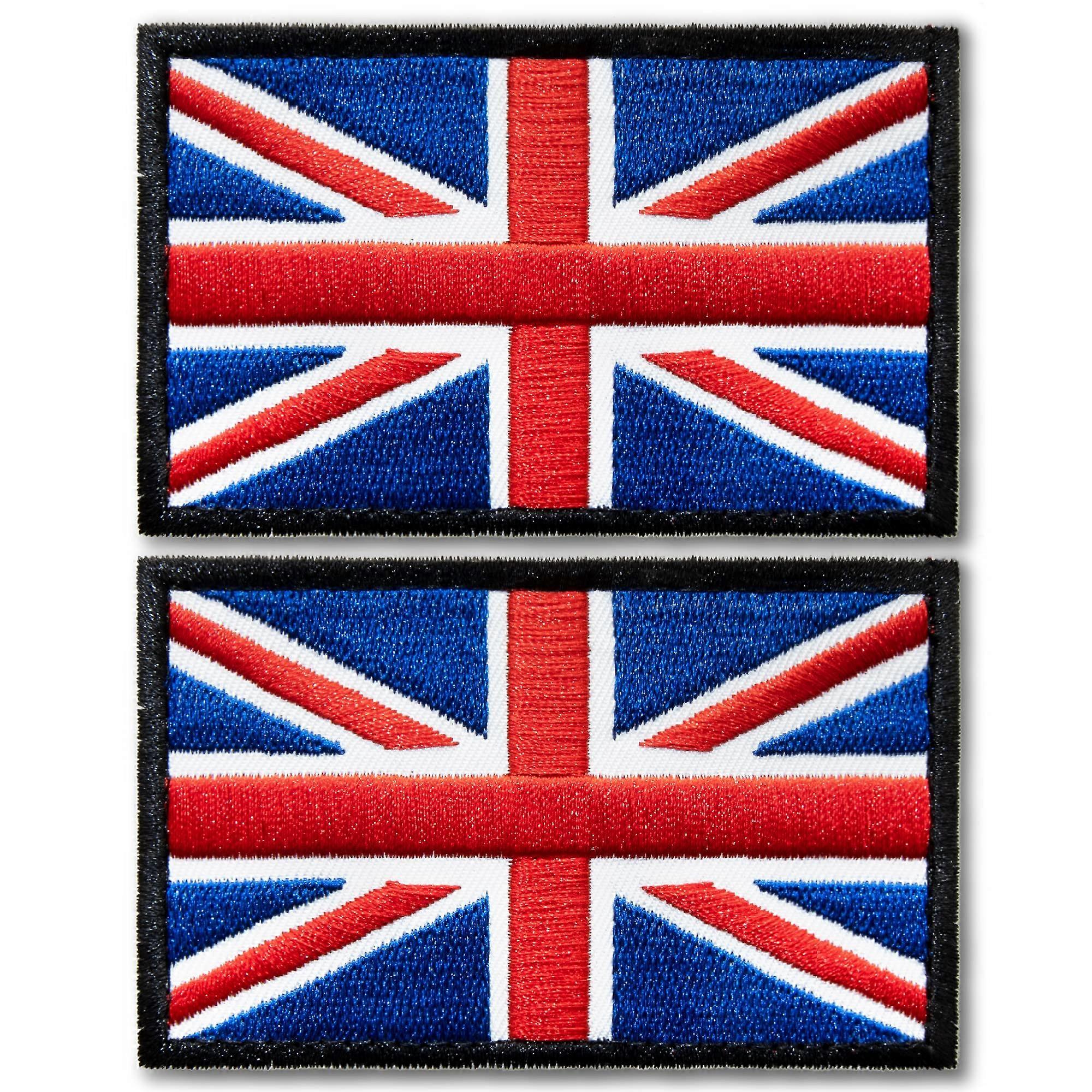 UK Flag Patch 2x3 Inch Embroidered Tactical Badge with Hook and Loop for Hats Backpacks Uniforms