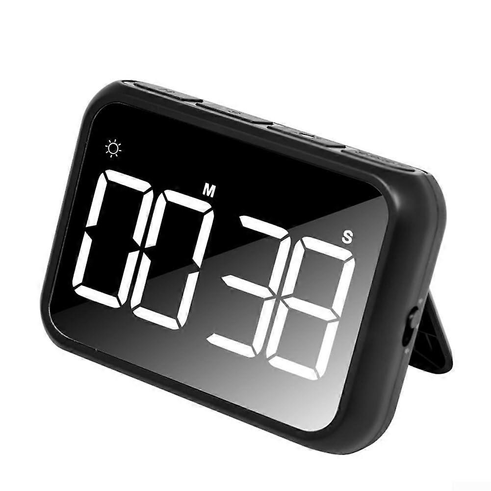 Kitchen Timer Digital Countdown with Stopwatch 99 Min LED Display Adjustable Brightness Magnetic Back Black