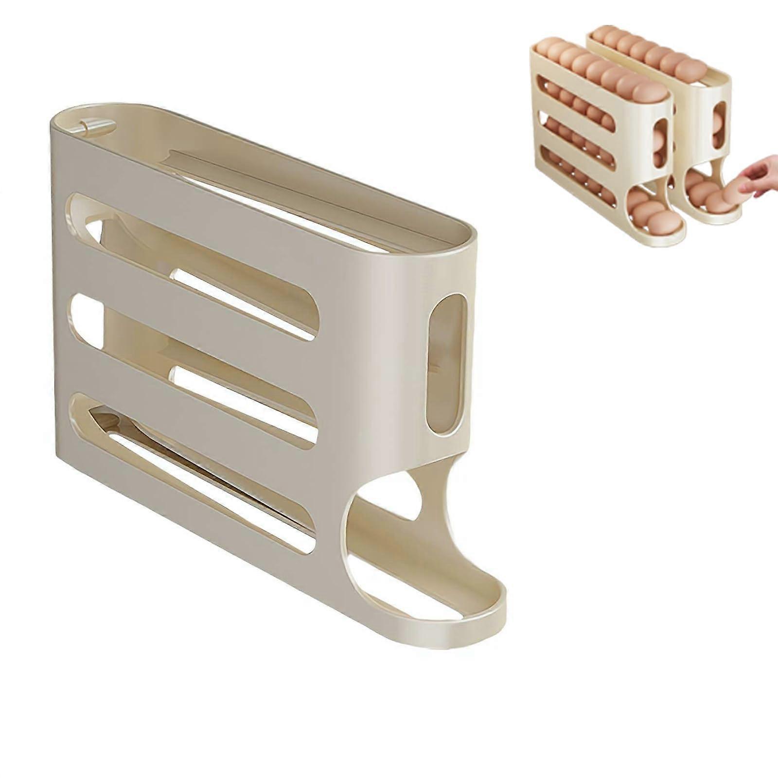 4 Tiers Egg Holder for Fridge, Automatic Rolling Dispenser, Space Saving Storage Container, 1pcs