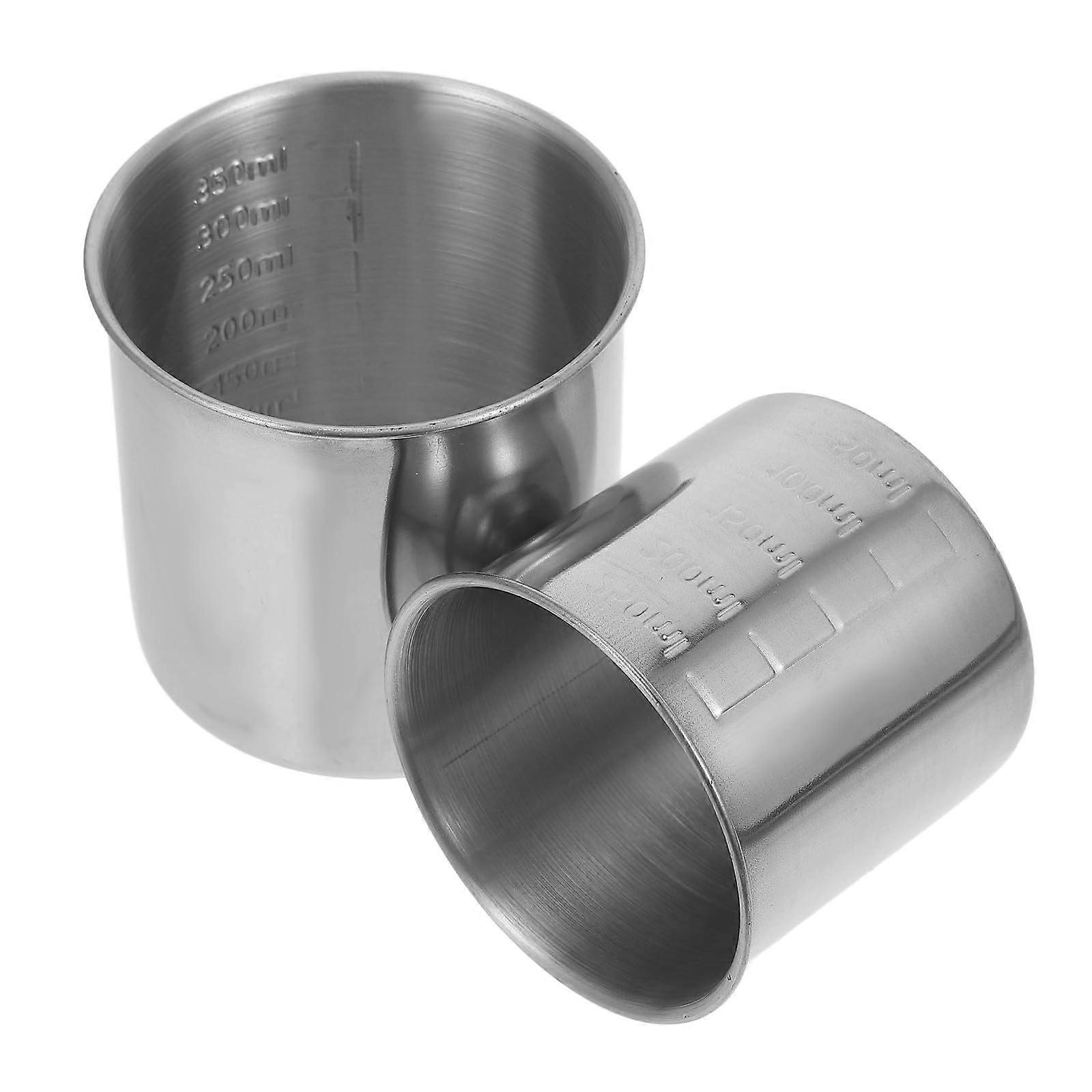 Stainless Steel Measuring Cups with Scale Markings, 2 Piece Set for Baking and Cooking