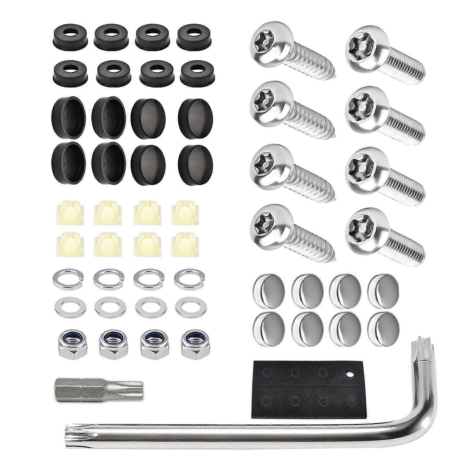 54PCS Stainless Steel AntiTheft License Plate Screws Rustproof Universal Car Tag Fastener Kit Silver