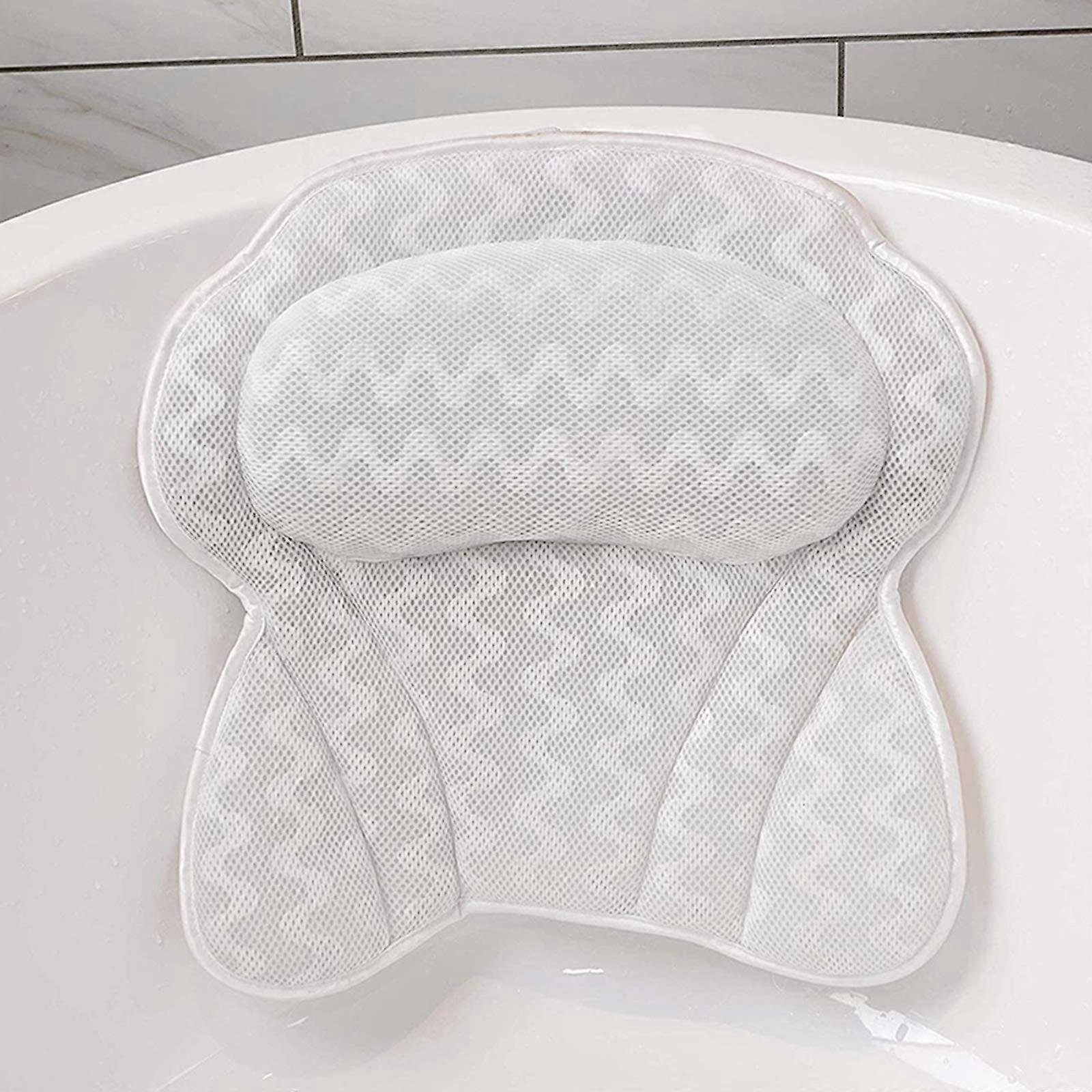 Bath Pillow with Large Suction Cups, 3D Air Mesh, Ergonomic Head and Back Support for Tub
