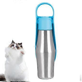 Bærbar vandflaske til hunde 750 ml lækagesikker rustfrit stål med skål til vandreture og rejser