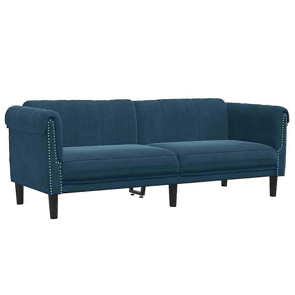 vidaXL Driezitsbank fluweel blauw