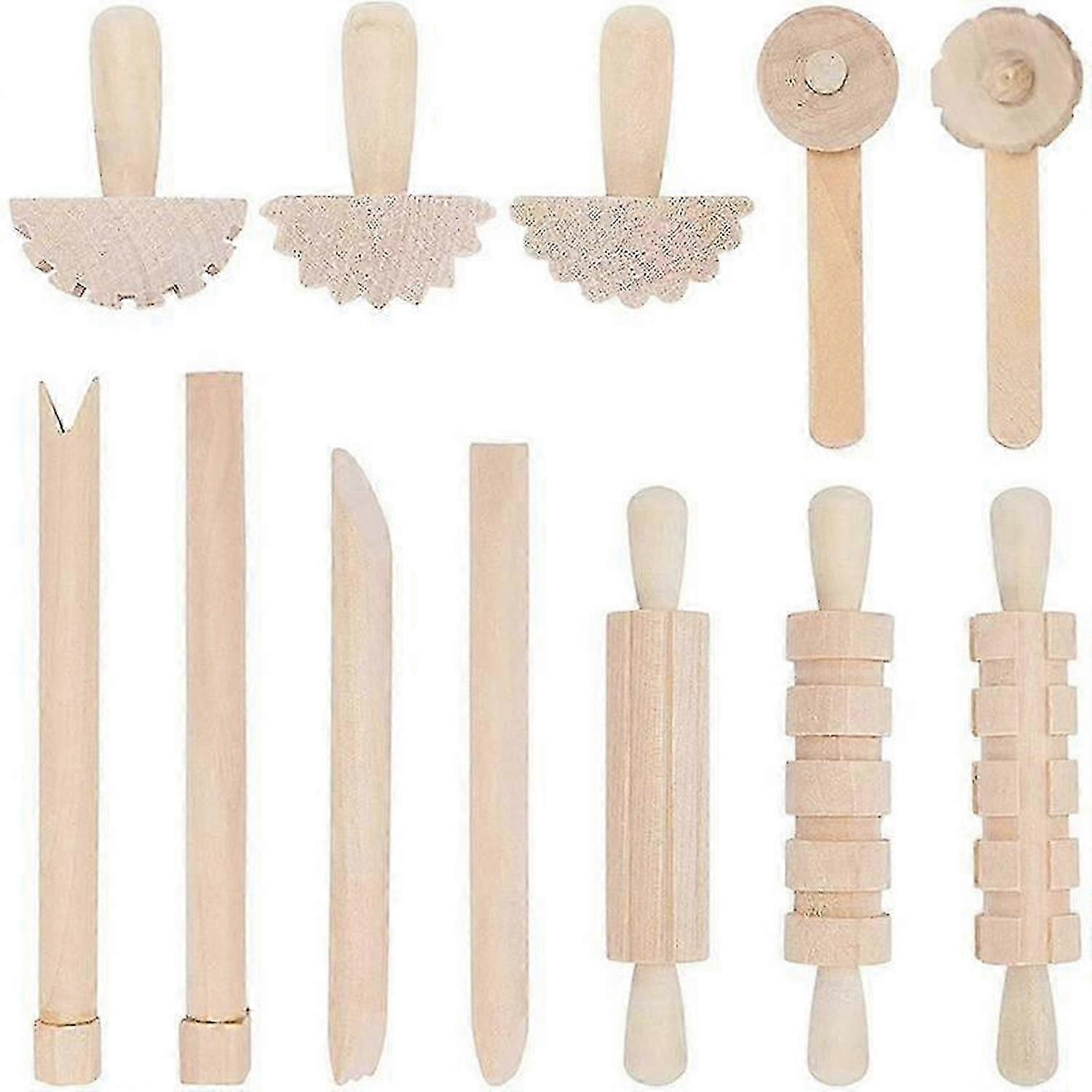 12Pcs Clay & Dough Tools Set with Rollers, Hammer, Stamps