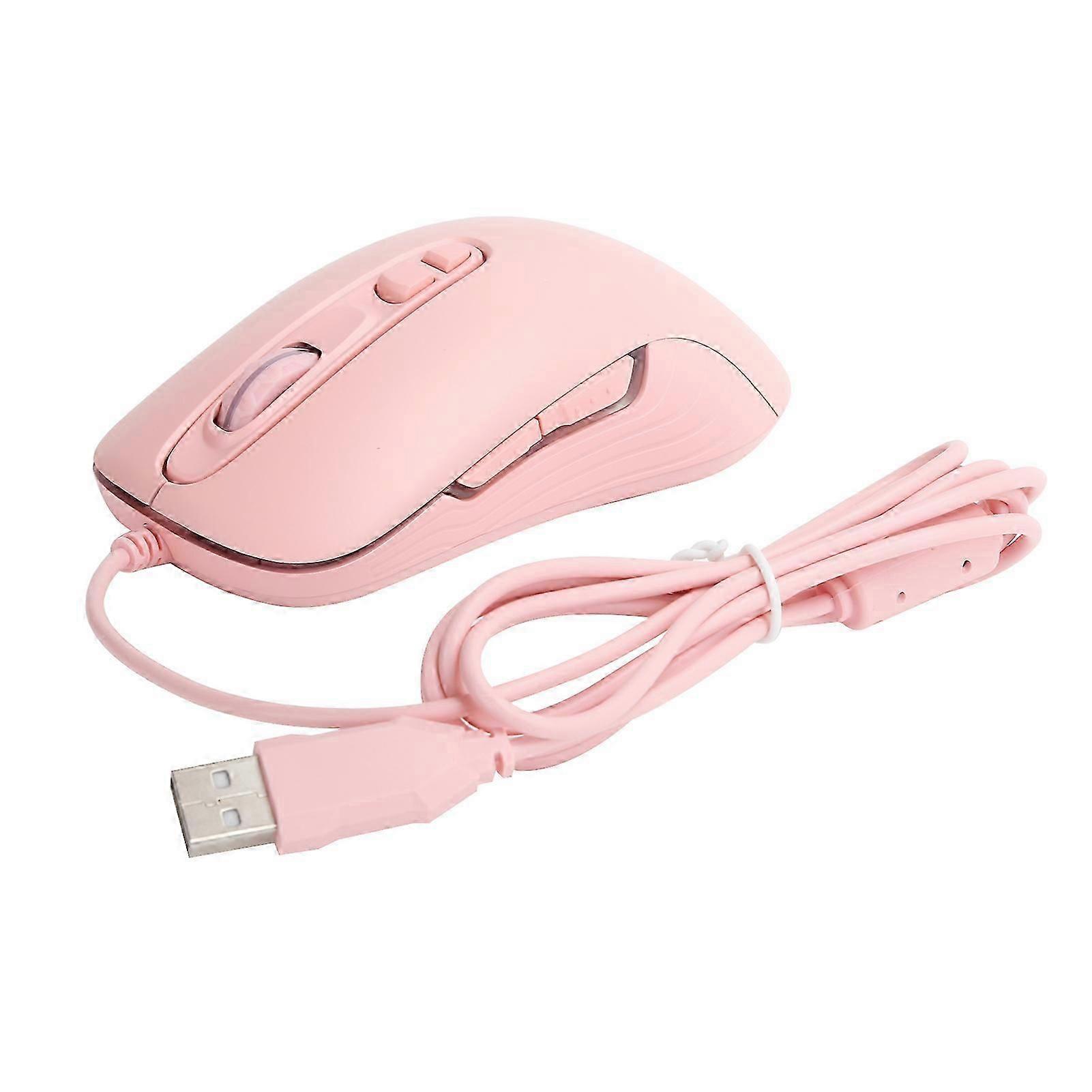 Ajazz Wired Mouse 6?Speed DPI Drive Adjustable 7 Button Plug and Play Computer External DevicePink