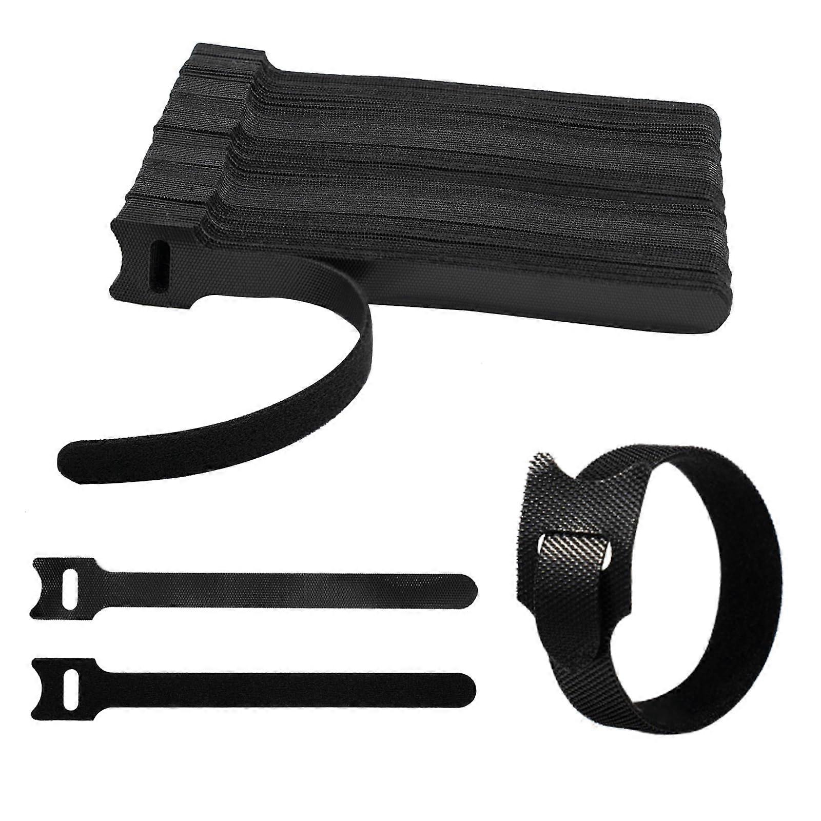 60PCS Reusable Cable Ties 6 Inch Adjustable Hook and Loop Straps for Cord Management Black