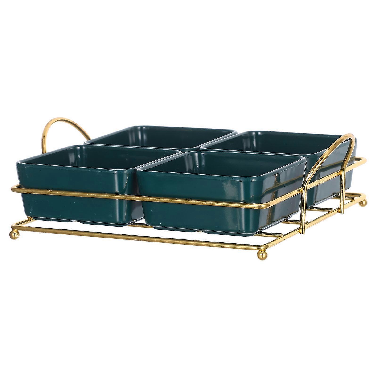 Divided Serving Tray Dark Green for Serving Fruit 1Set Platters