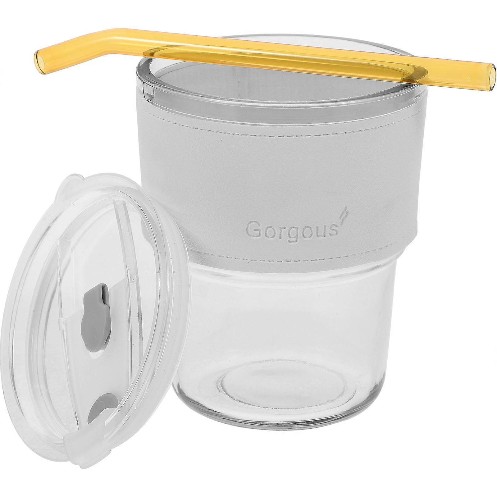 Glass Coffee Cup with Straw for Drinking Use 1 Piece