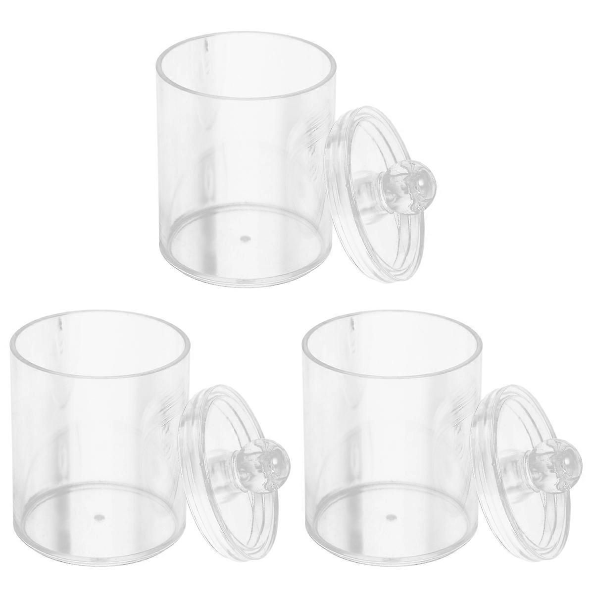 3Pcs Cotton Swabs Storage Box for Storage Round Transparent Case