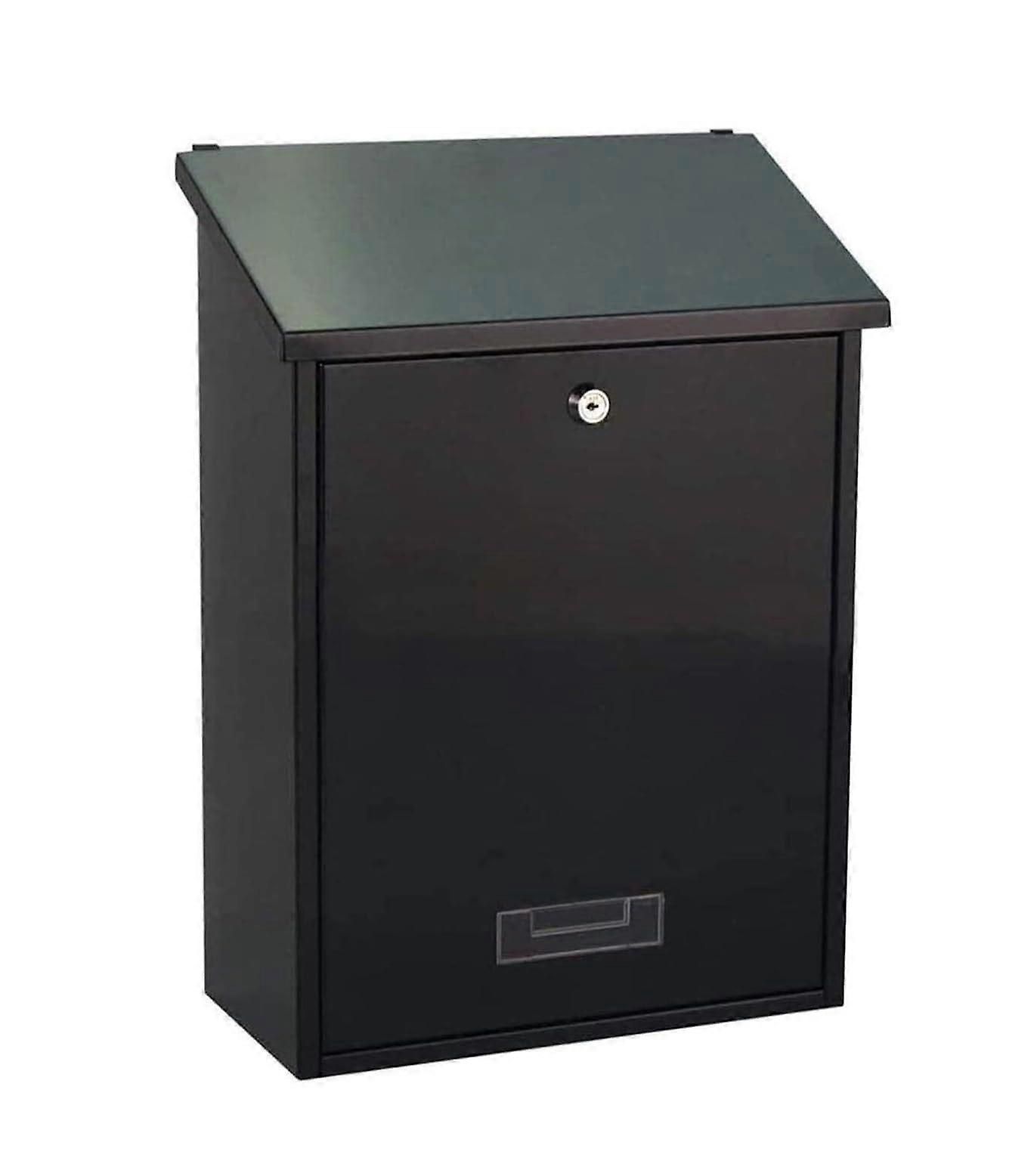 Black Wall Mounted Lockable Mailbox with SoftClosing Lid, Vertical SpaceSaving Design 44.5cm