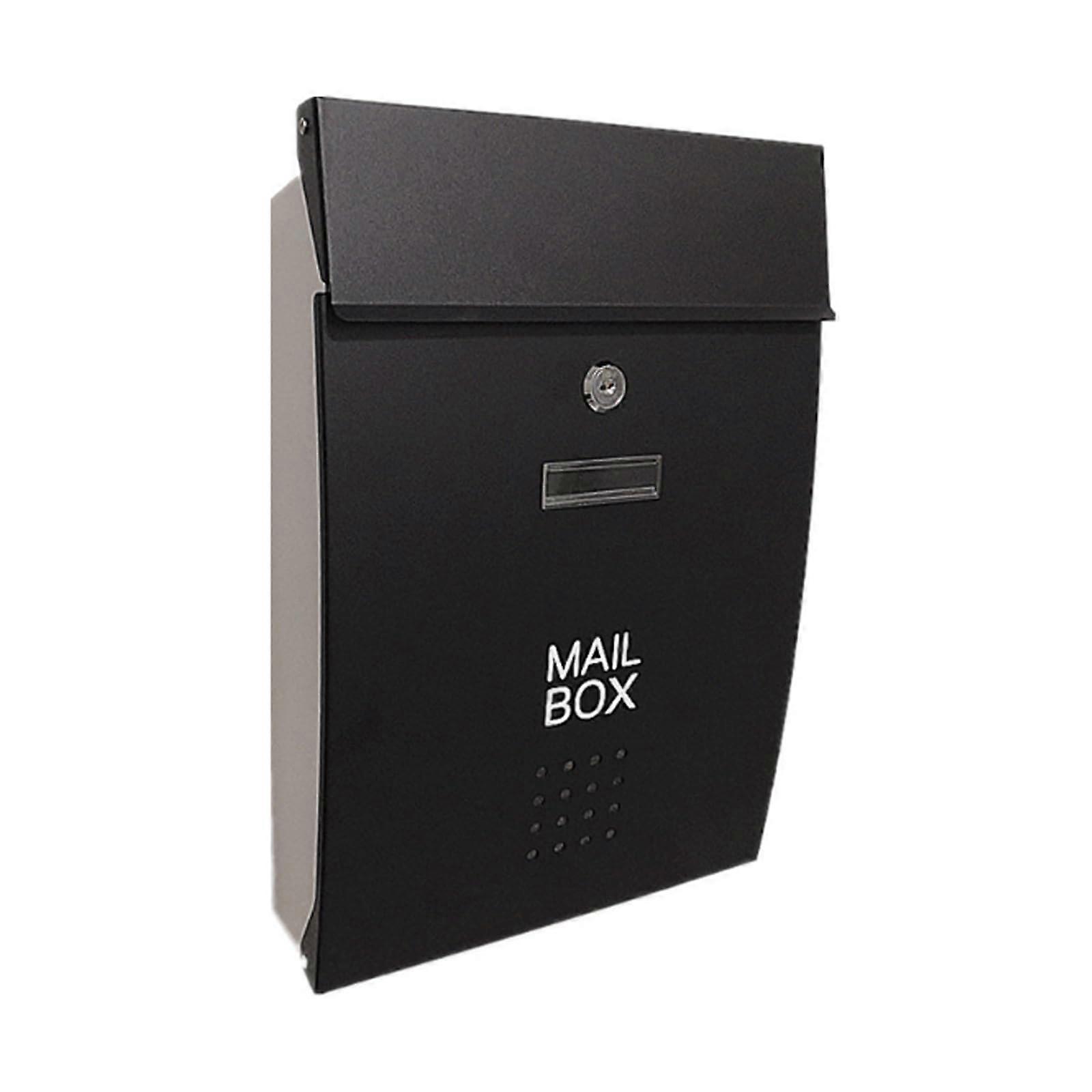 Wall Mounted Locking Mailbox for Home, Durable Metal, Secure Large Capacity, Black White Frame
