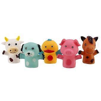 Color,Finger Puppets for Children and Babies 5 Farm Animals BPA PVC Bath Toys Hand Puppets Doll Set 