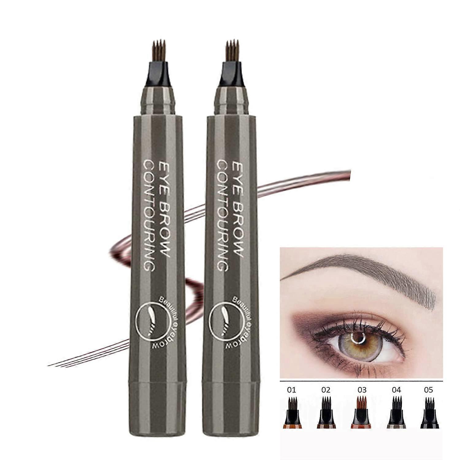 Waterproof Microblading Eyebrow Pen 2 Pack Long Lasting Smudge Resistant Precision Fork Tip