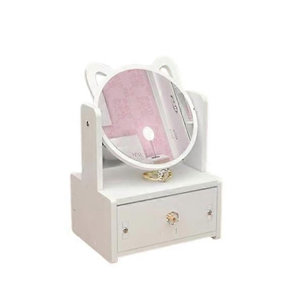 Makeup Mirror with Drawers Small Double Drawer Round Mirror Model 2