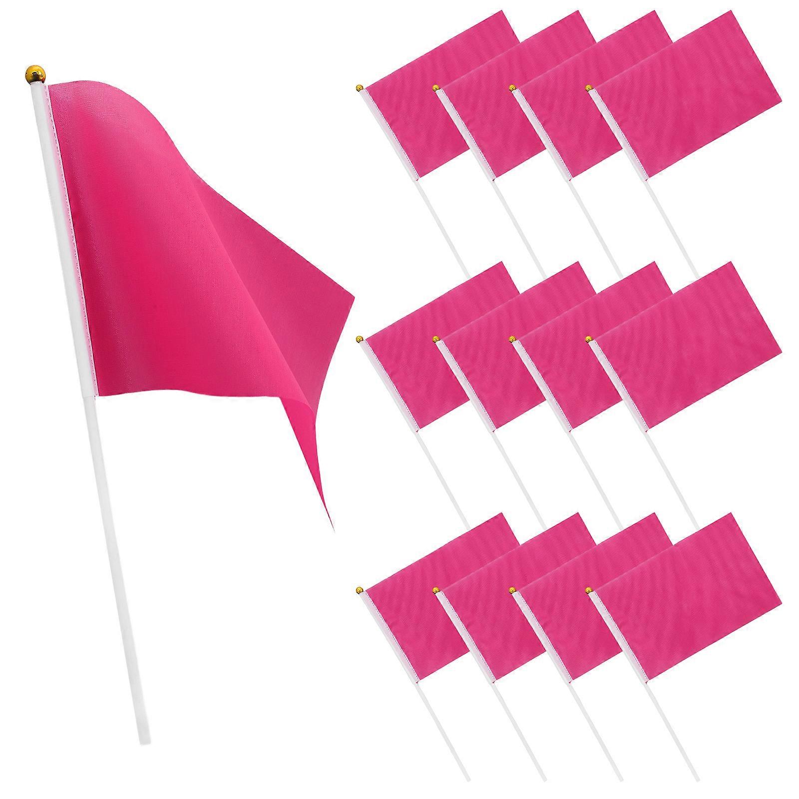 Small Flags Hand-Hold Flag Shaking Flags 100Pcs Pink for Home Use