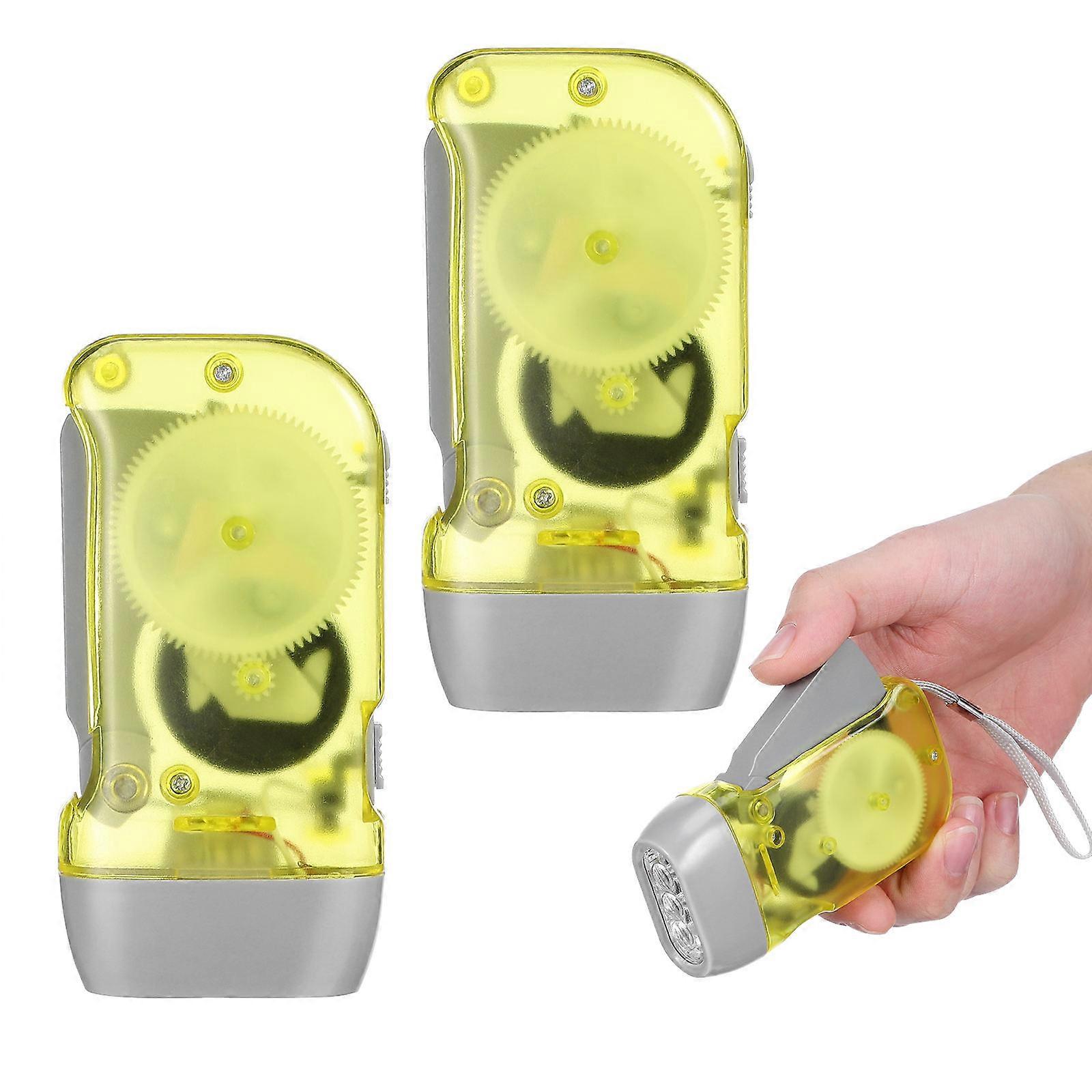 3Pcs Hand Crank Flashlight Small Flashlight Colored Flashlight 3 LED Flashlight Portable Flashlight