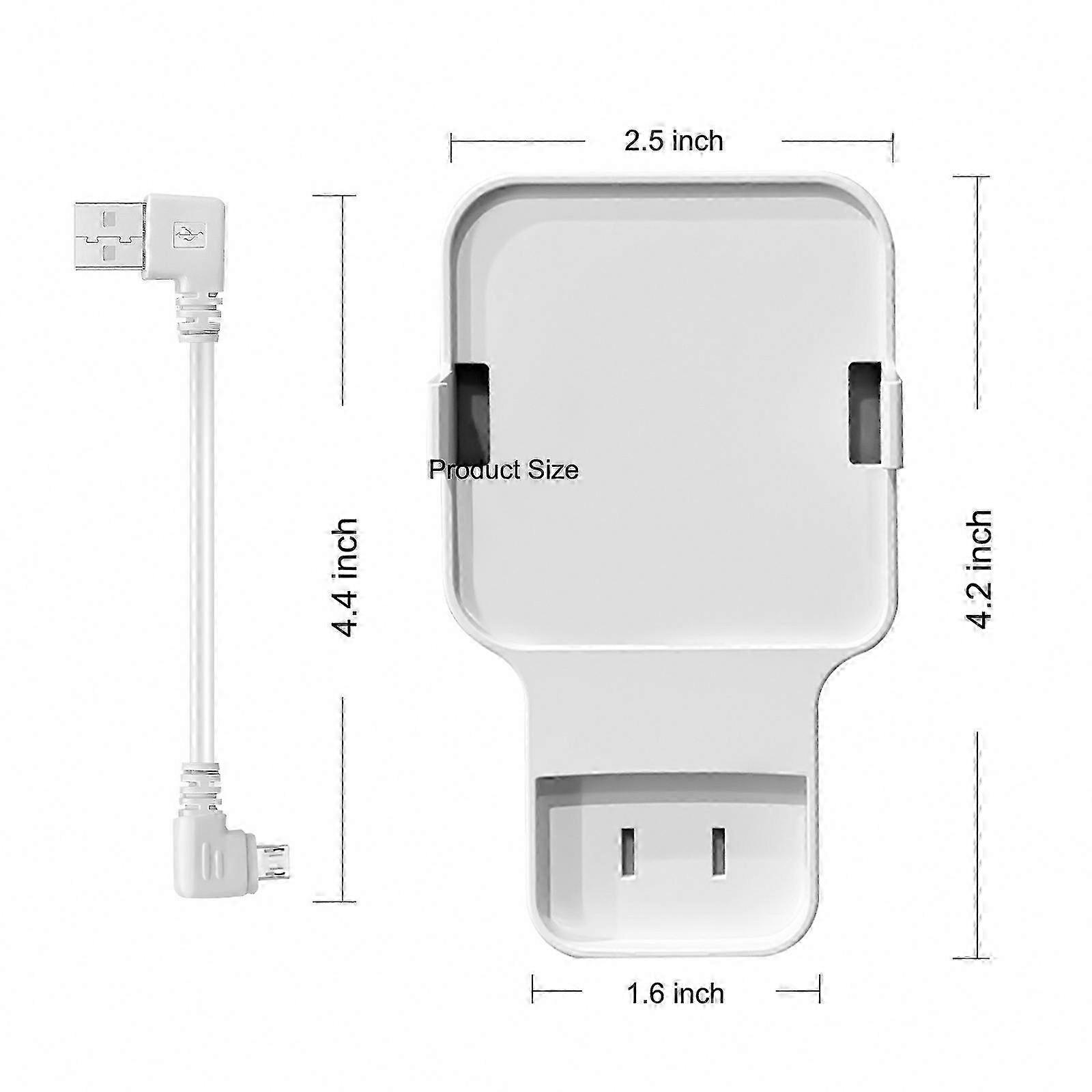 White Wall Mount Holder Kit with Short Micro USB Cable for Sync Module 2
