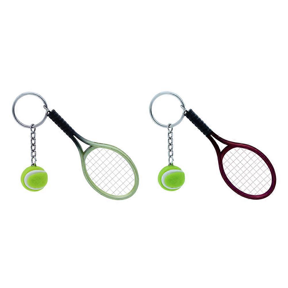 Creative Tennis Racket Key Ring Metal Keychain 2Pcs for Use