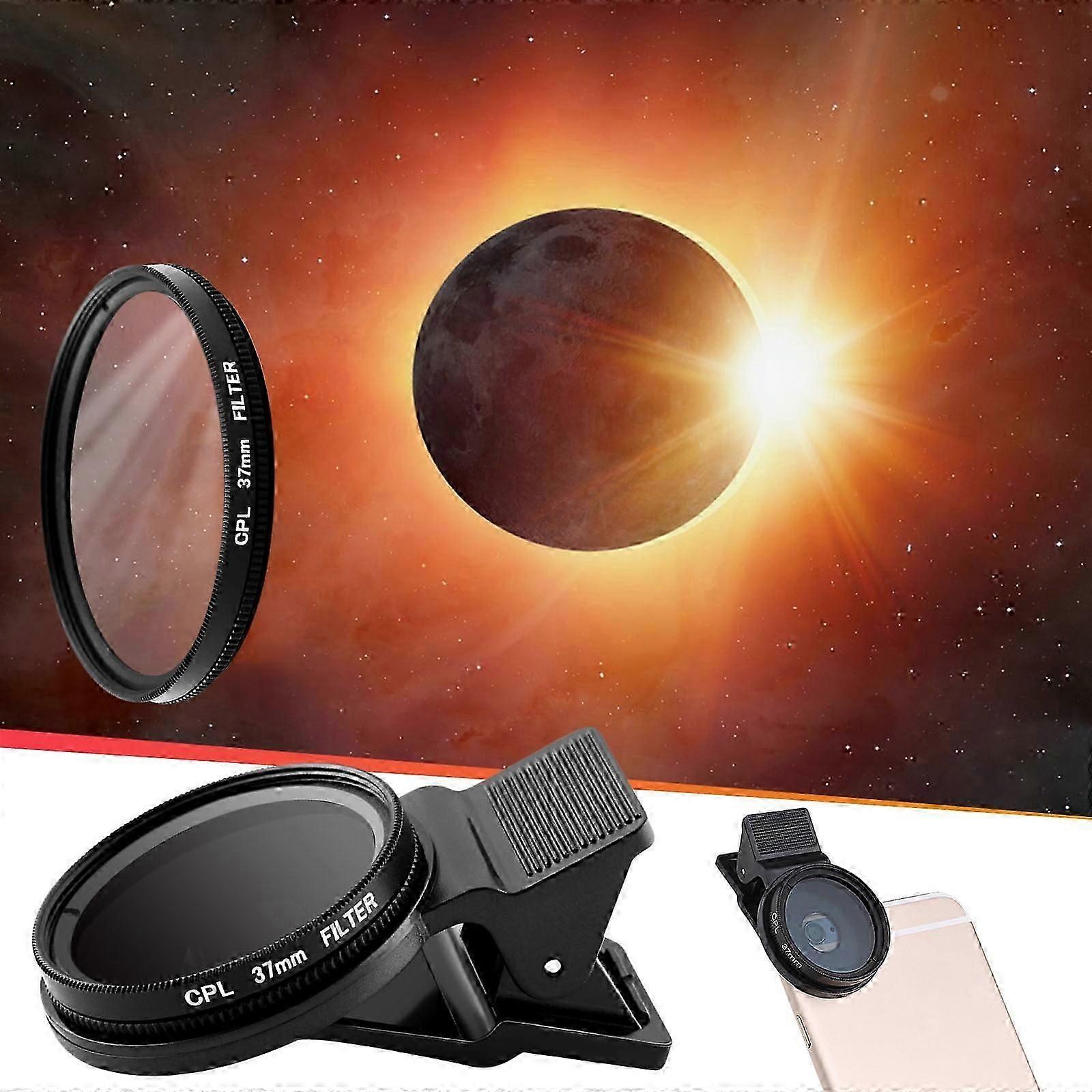Solar Camera Lens Filter for Smartphone, Compatible with Solar Eclipse Viewing, Universal Clip-on Design, Easy Installation