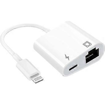Lightning-zu-Ethernet-Adapter, kompatibler 2-in-1-Ethernet-LAN-Netzwerkadapter mit Ladeanschluss