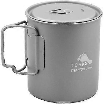 TOAKS Ultralight Titanium Camping Cook Pot with Foldable Handles and Lid - 750ml