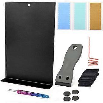 EHDIS Hair Extensions Kit with 3 Sheet Tapes Scraper for Remove Tape 10 Pcs Replacment Blade und Tape Remover Board Tweezers Sectioning Ring Rose Gold