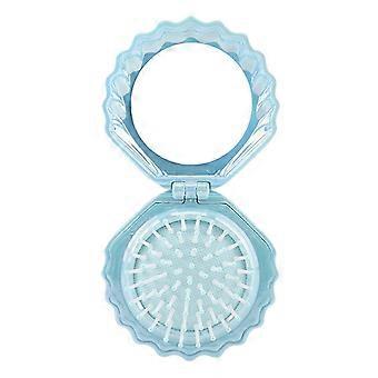 Shell Shaped Air Cushioned Comb And Mirror Set Portable Hair Styling Tool Portable Massage Comb Hairbrush Purple