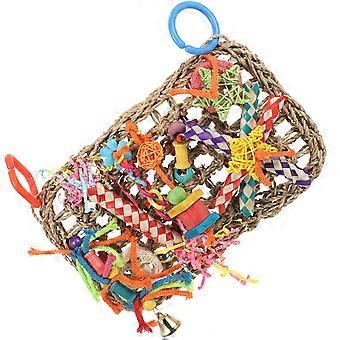 Hängendes Papageienspielzeug, Strohgeflecht-Hängematte für Vogelkäfige, Hängeornament für Vogelspielzeug