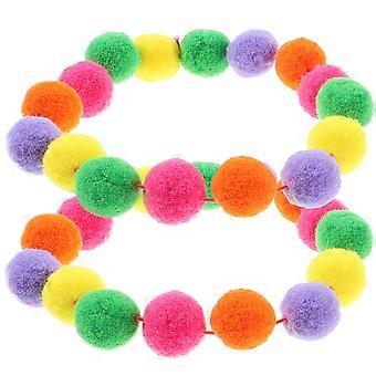 Colorful Pet Collars Plush Ball Design for Cat 8Pcs Elastic Collars