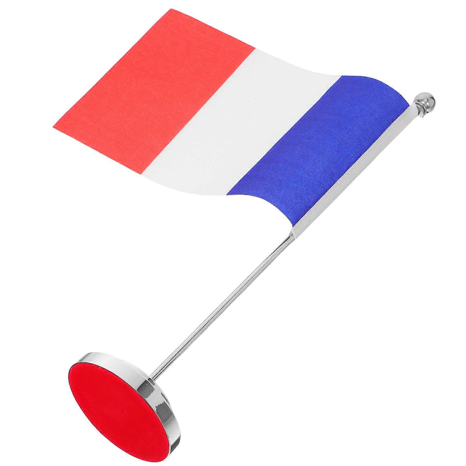 French Desk Flag Polyester Table Flag with Base for Office and Home Use