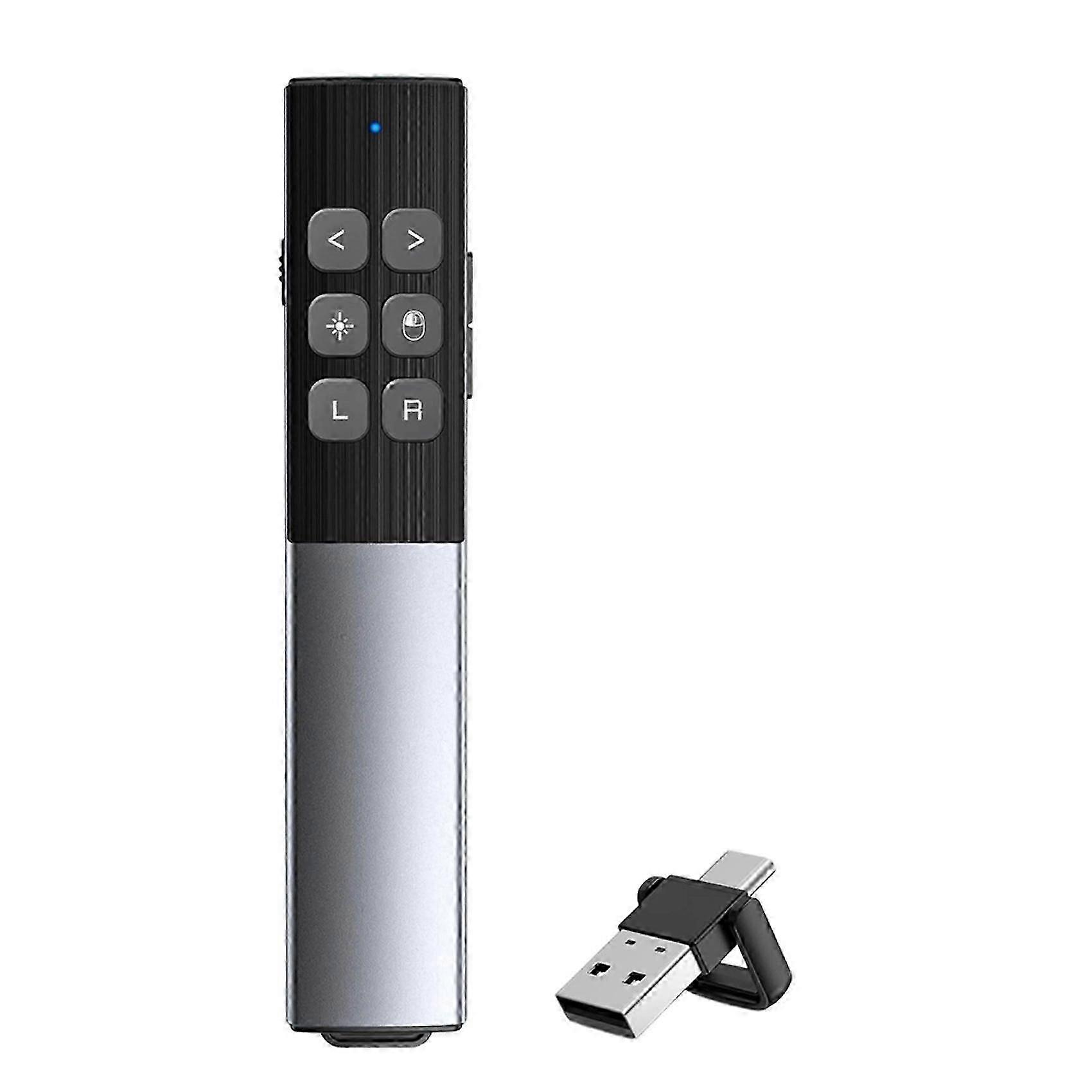 Wireless Presentation Clicker with Air Mouse, Rechargeable Remote compatible with PowerPoint, PC, Laptop