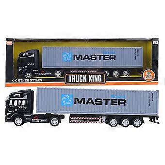 Modle de camion porte-conteneurs en alliage 1:48, jouet hautement simul pour enfants, vhicule gris