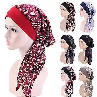 Turbante feminino estilo pastoral, elástico, em algodão, lenço de cabeça, bandana, boné pirata, acessório de cabeça nº 5