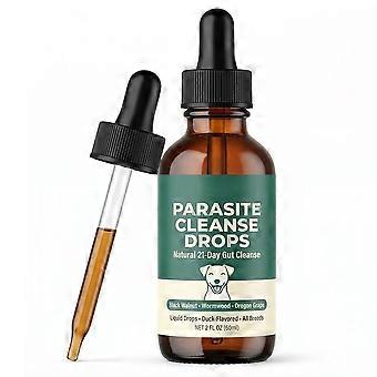 Parasitrengörande flytande droppar för hundar, dagligt tarmbalanstillskott anksmak 2oz