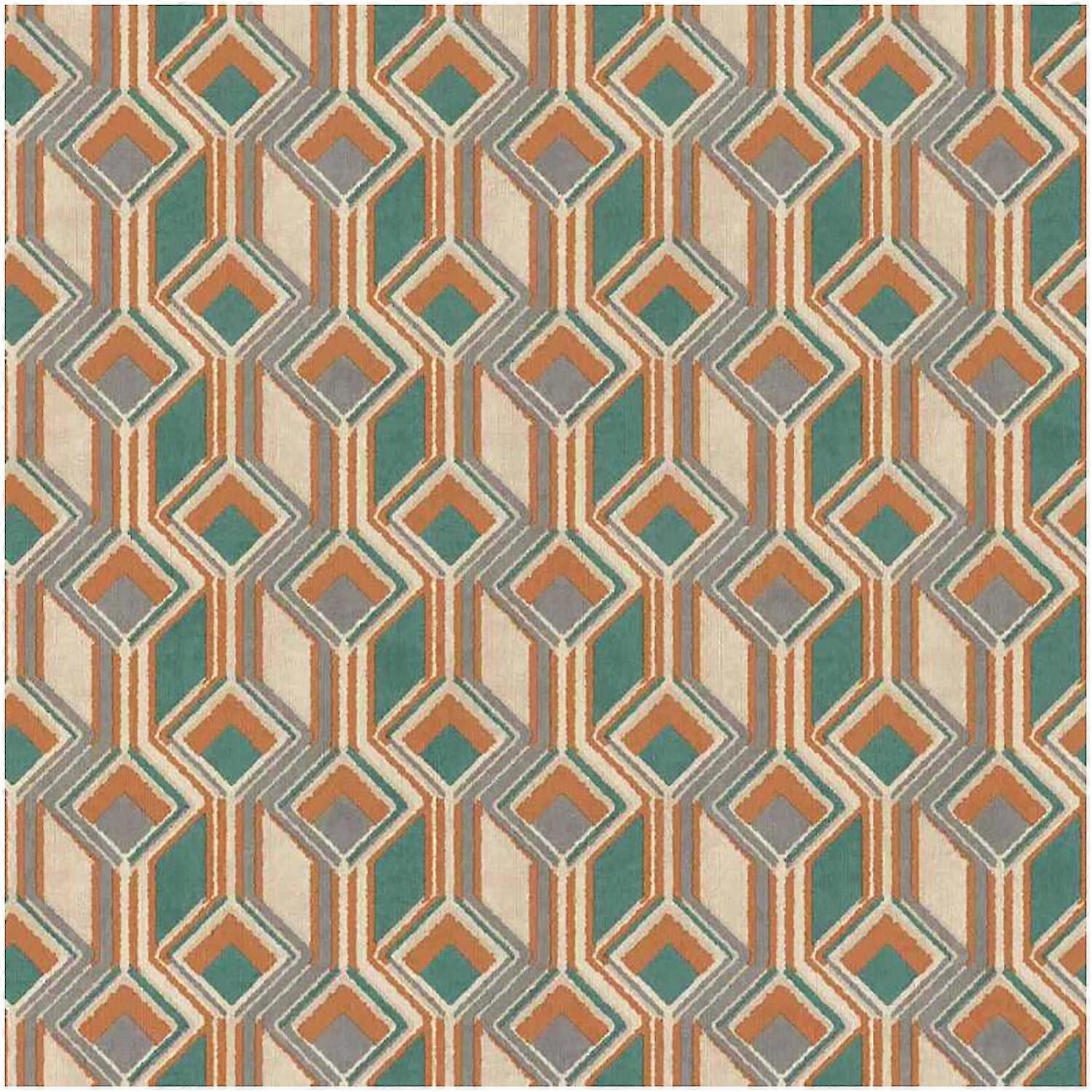 Ikat Green Orange Geometric Wallpaper