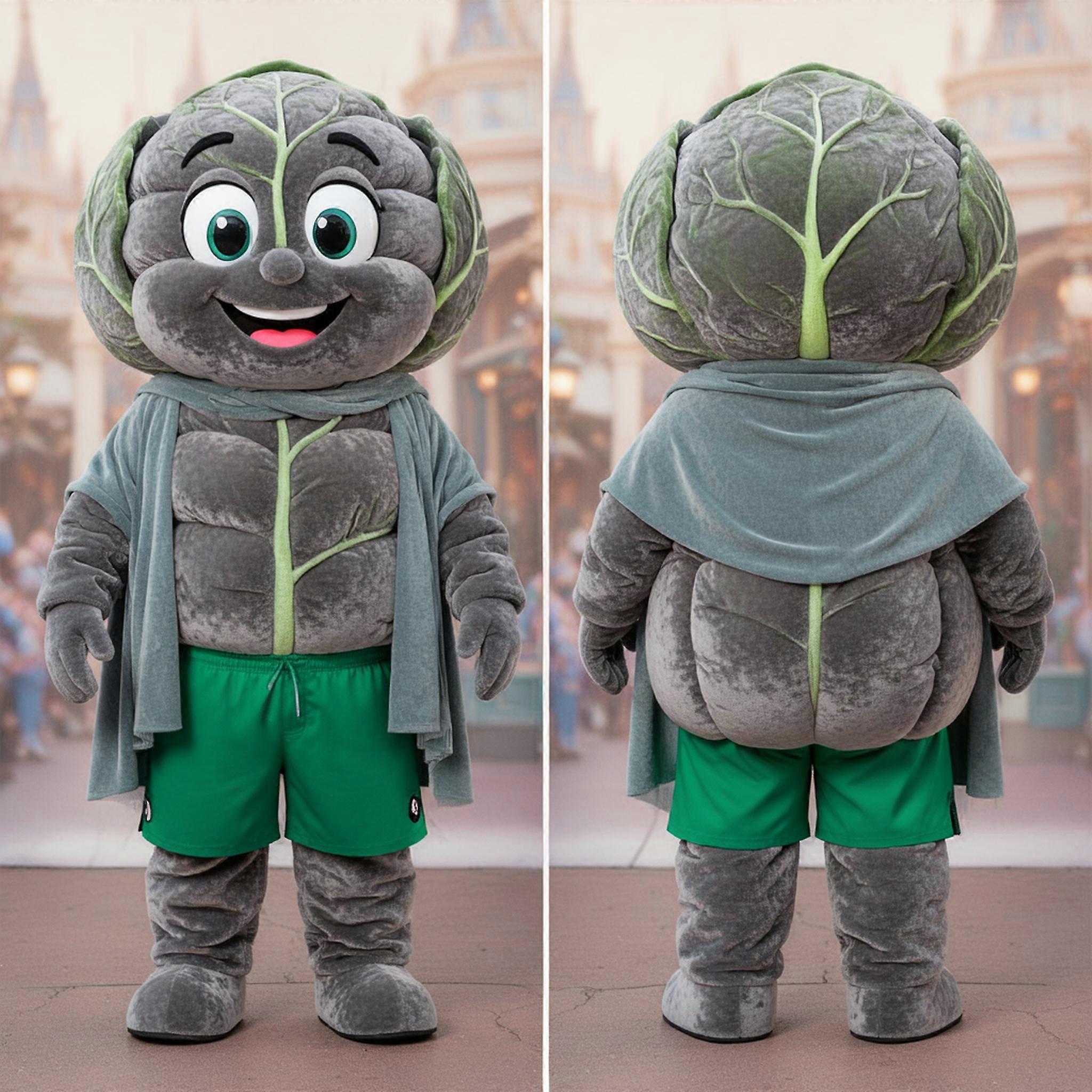 MASTICOT Emerald Green Broad Shouldered Cabbage Leaf Mascot