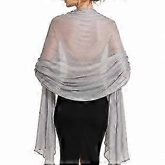 Zilveren chiffon sjaal/omslagdoek voor dames, geschikt als avondjurk, bruiloftsbedekking of cape.