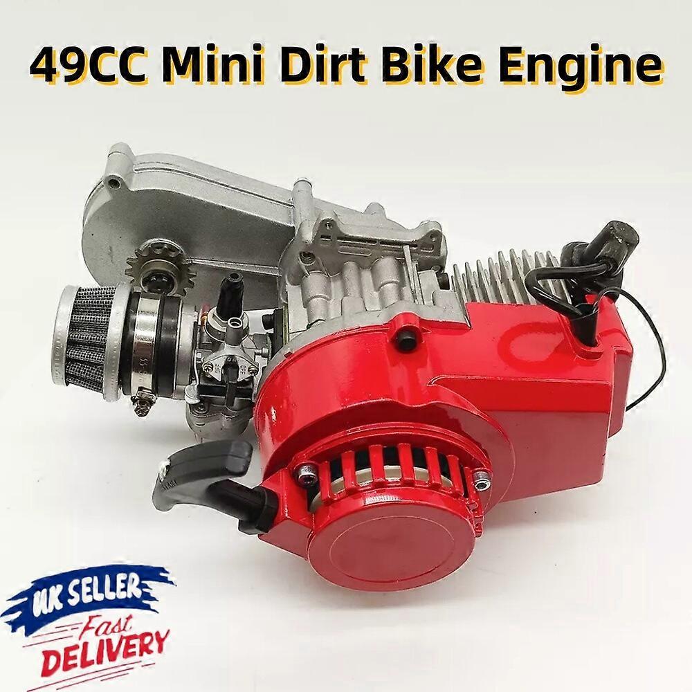 49CC MINI DIRT BIKE ENGINE WITH TRANSFER BOX RED PULL START MINI MOTO ENGINE
