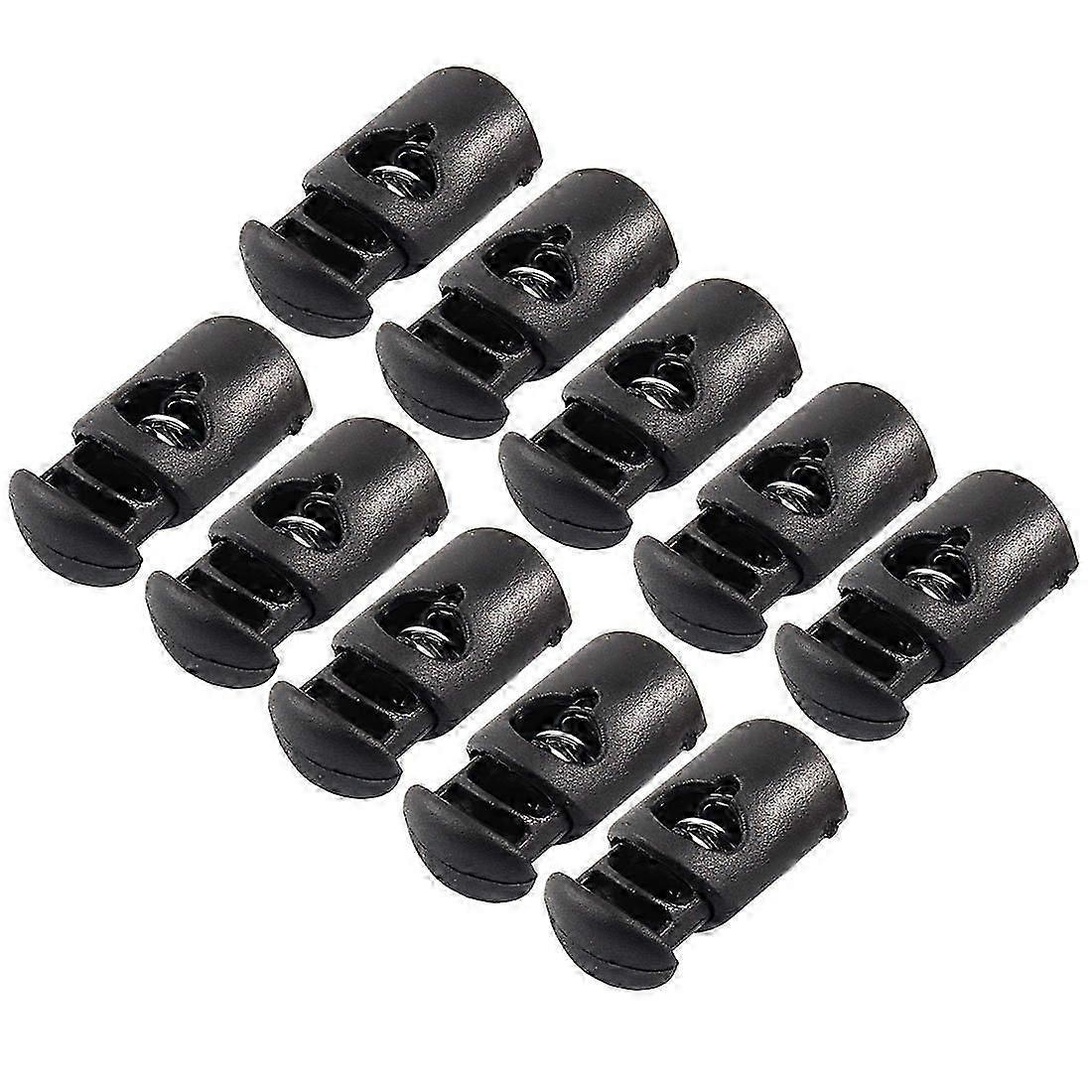 10 Pcs Plastic Spring Stop Toggle Cord Locks And Black