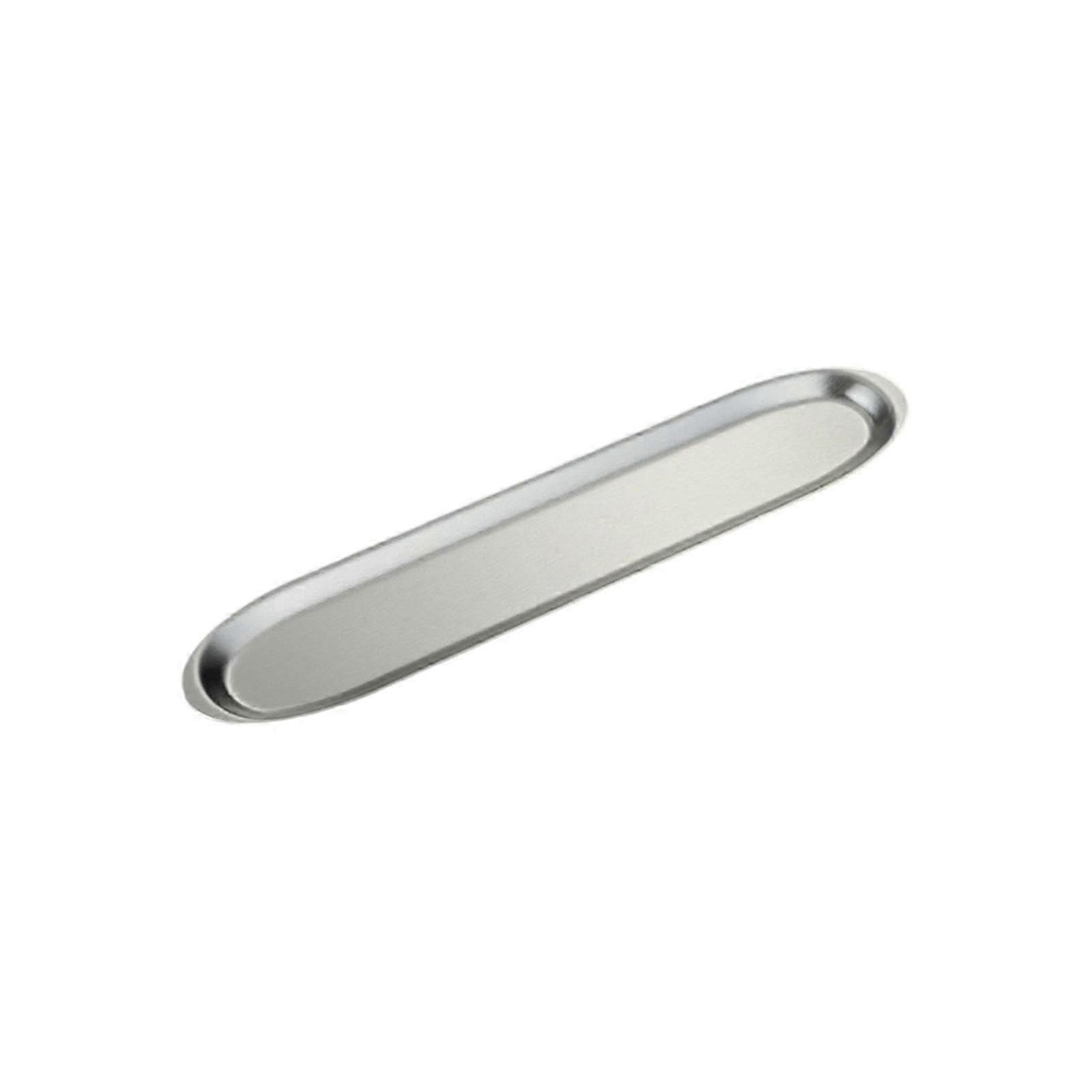 Modern Rectangular Stainless Steel Narrow Rectangular Tray Unique Linear Pattern Dish Kitchen Dining Essentia