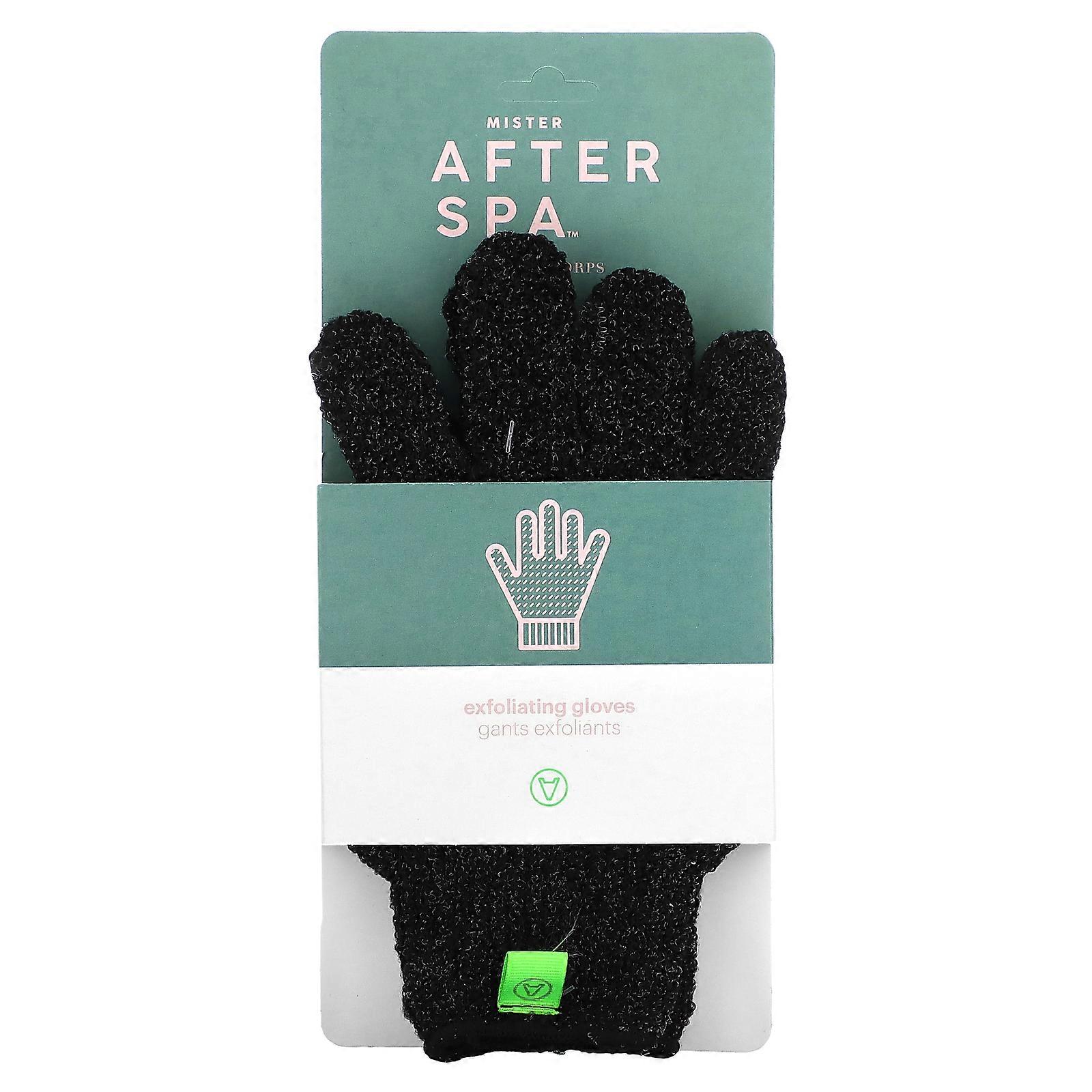 4 x AfterSpa, Exfoliating Gloves, Black, 1 Pair