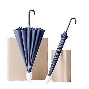 Windproof Automatic Umbrella Open and Close Large 2Person 16Rib Curved Handle Deep Sea Blue