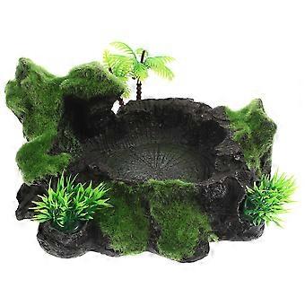 Reptile Feeding Dish Resin Reptile Bowl for Feeding 5Pcs Green Terrarium Accessory